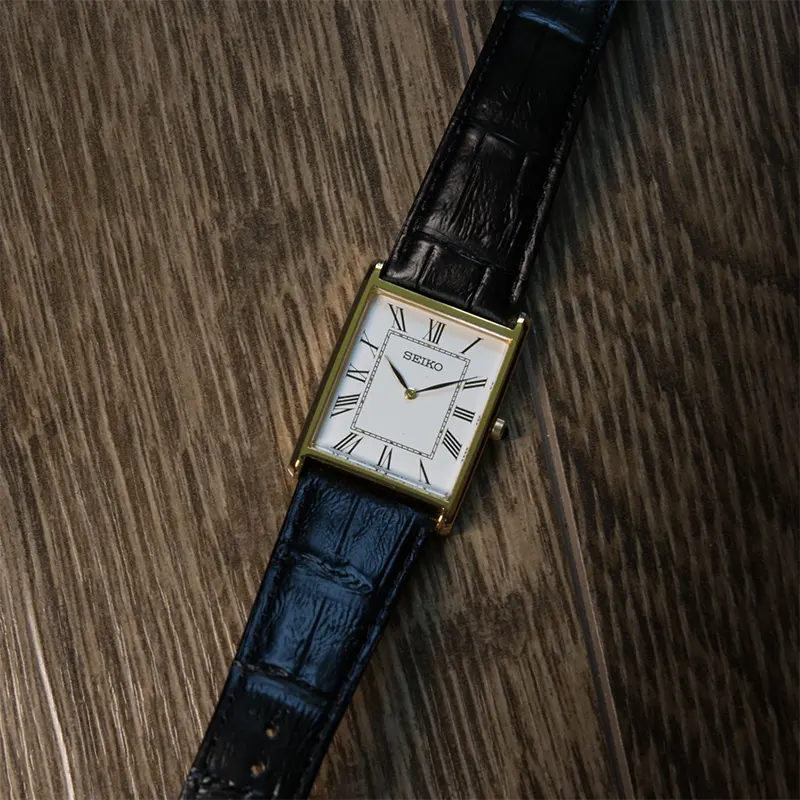 Seiko Classic Quartz White Dial Leather Men's Watch– SWR052